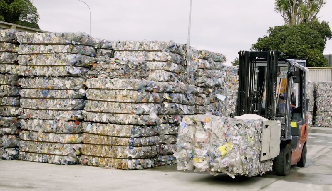 Used New Zealand plastic baled and ready to be recycled
