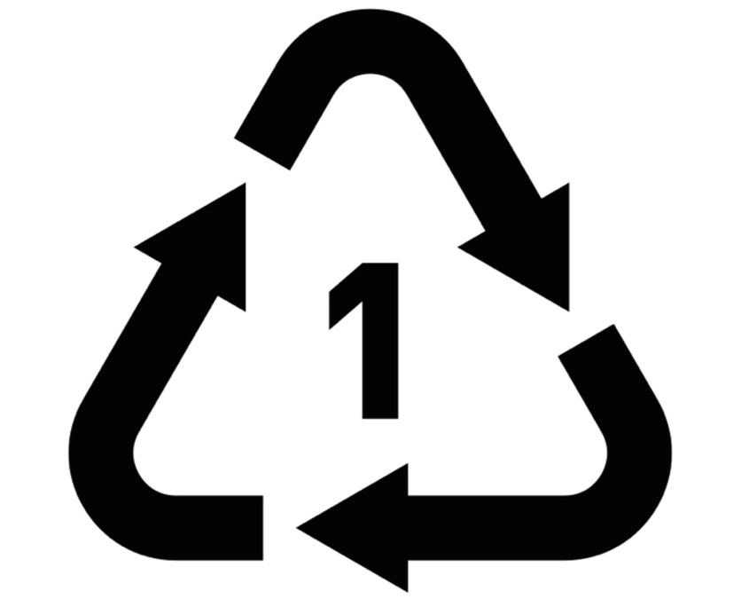PET plastic stamp symbol.