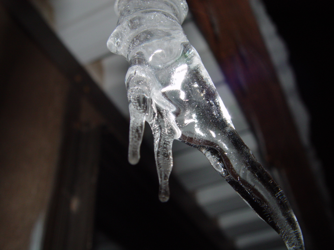 Close up of an icicle.