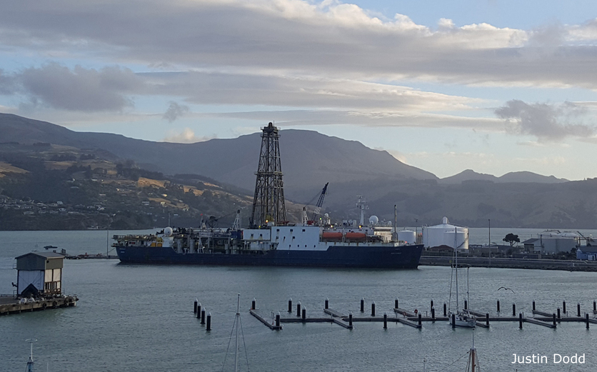 JOIDES Resolution research vessel in Lyttelton Harbour, NZ.