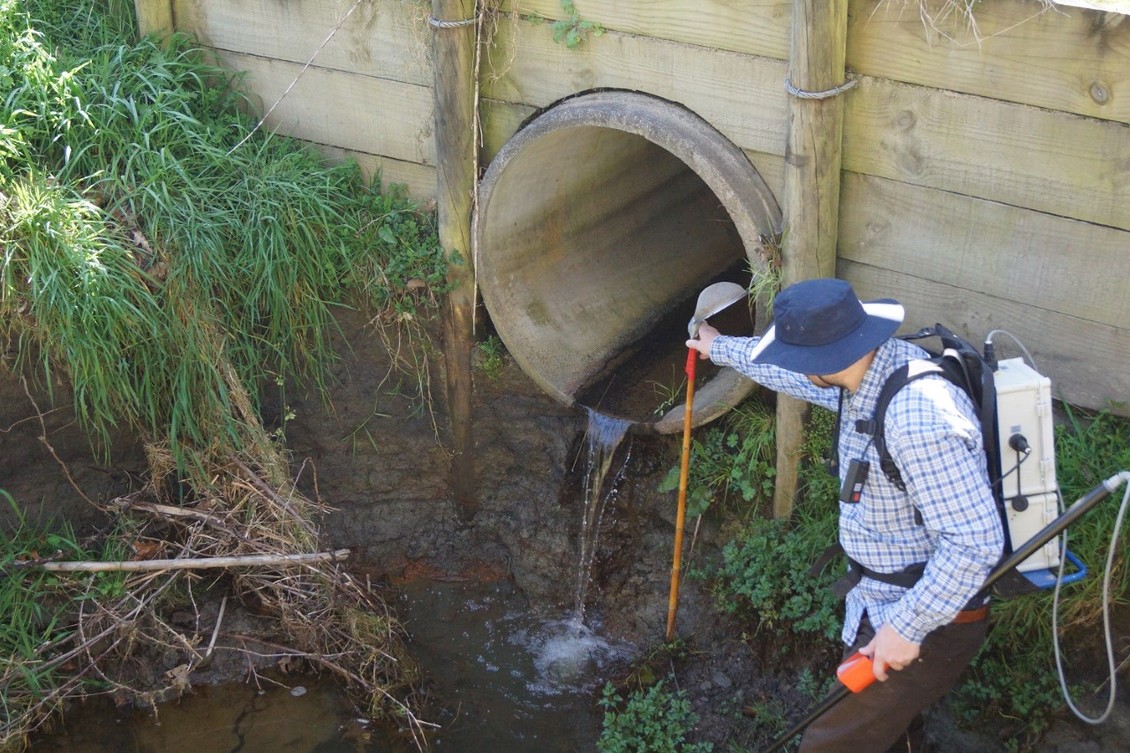 Scientist Dr Andy Hicks investigates a perched culvert.