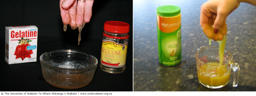 Examples of and items to make fake snot from activity.