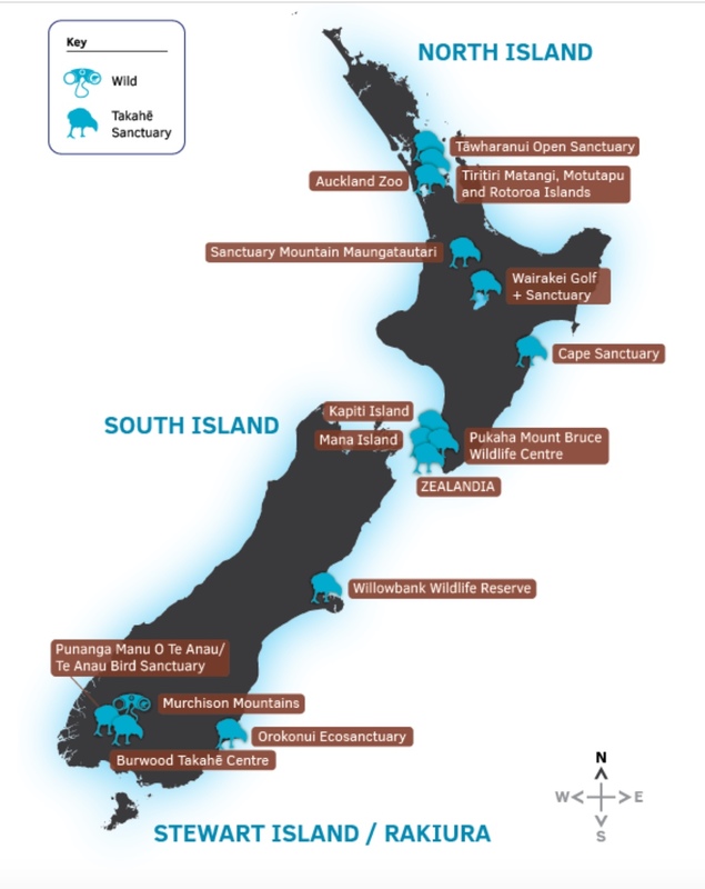 Takahē locations — Science Learning Hub