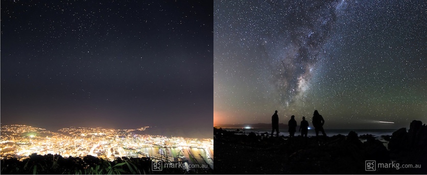 2 photos of Wellington on same night from different locations.