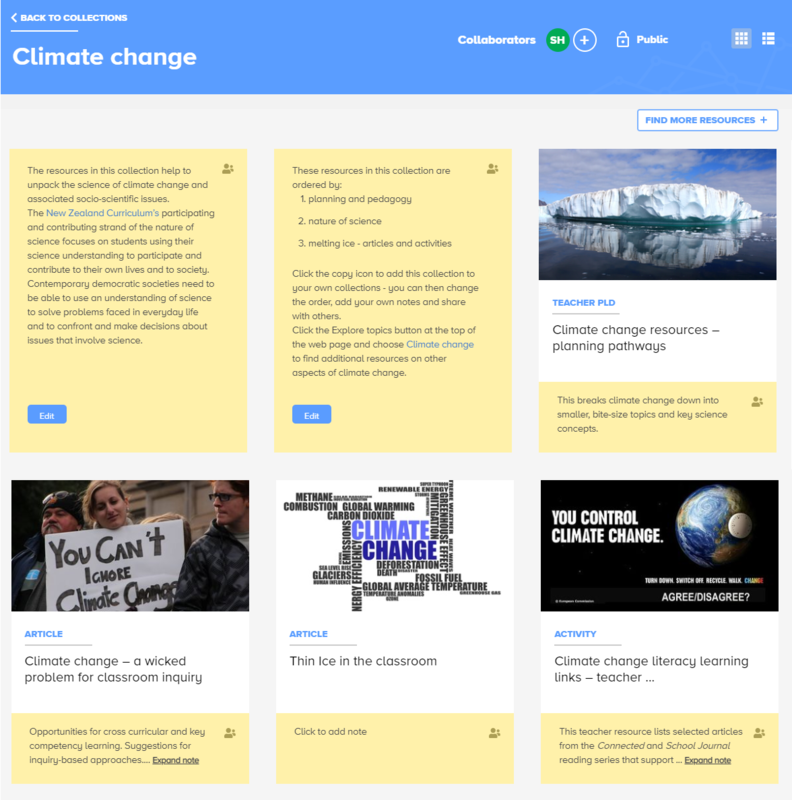 Screenshot of Science Learning Hub Climate change collection﻿.