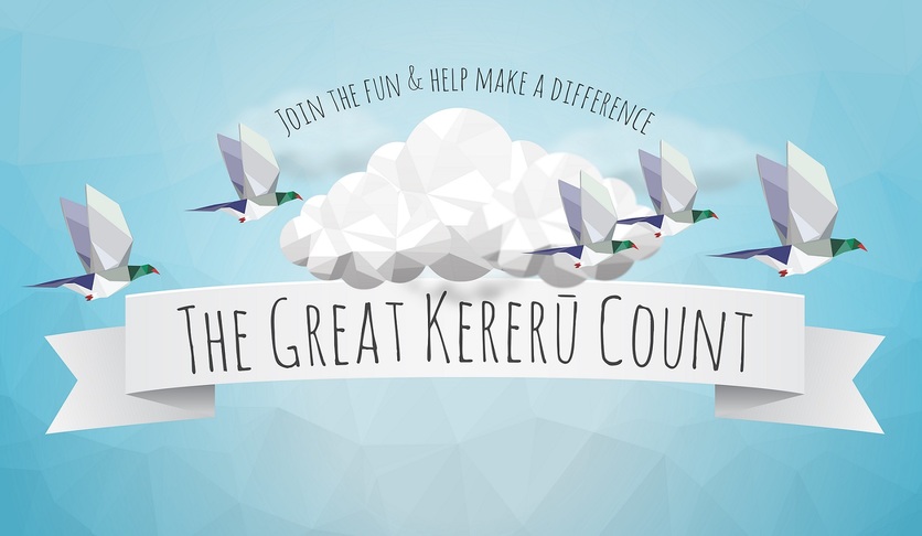 Logo of the Great Kererū Count citizen science project.