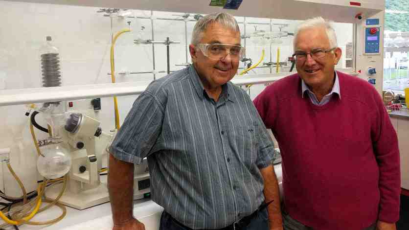 Professors Peter Tyler and Richard Furneaux in a lab.