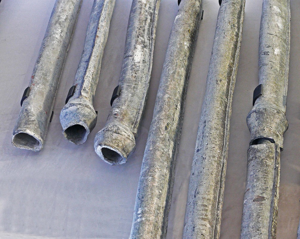 Selection of Roman lead waterpipes found in the Rhone river.