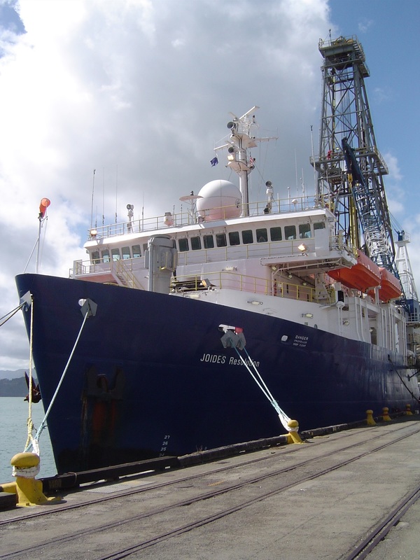 Specialist drilling ship JOIDES Resolution docked in Wellington