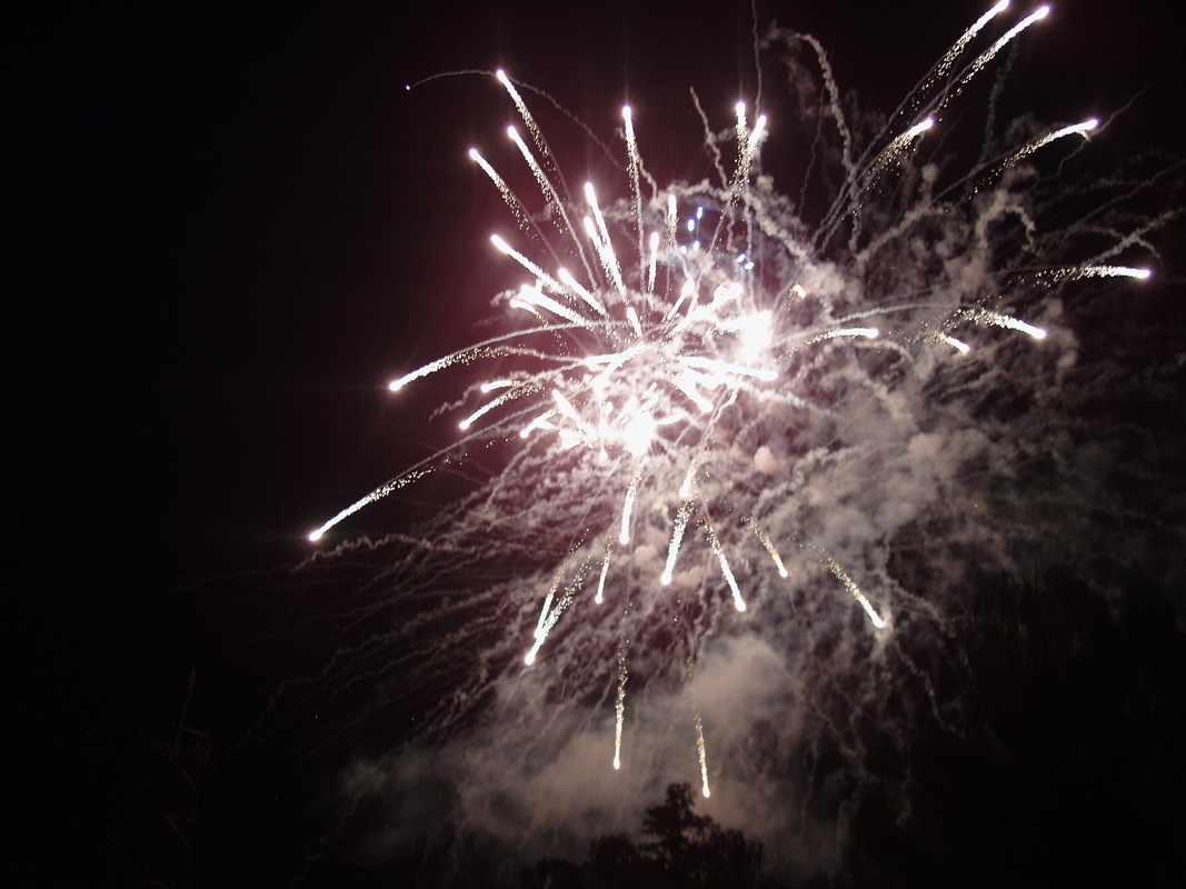 White fireworks from magnesium.