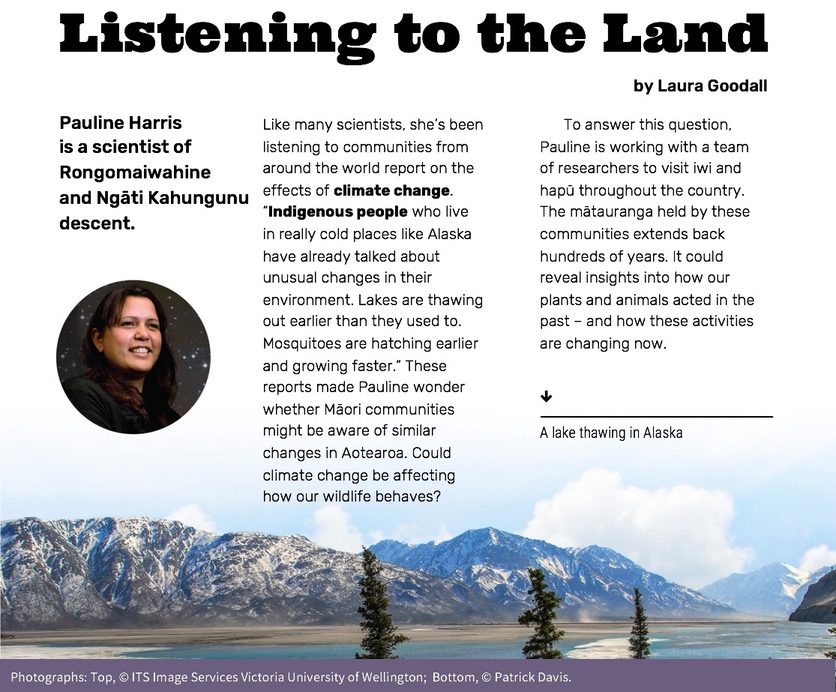 Cover page of Connected 2018 article: 'Listening to the land'