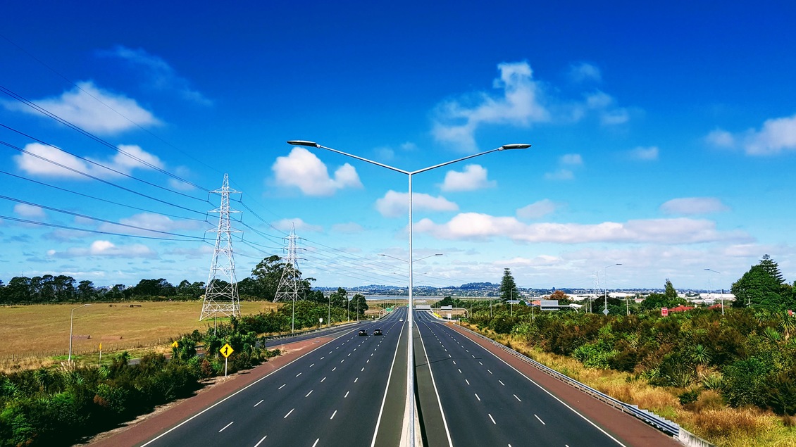 Empty northwestern motorway during coronavirus lockdown, NZ 2020