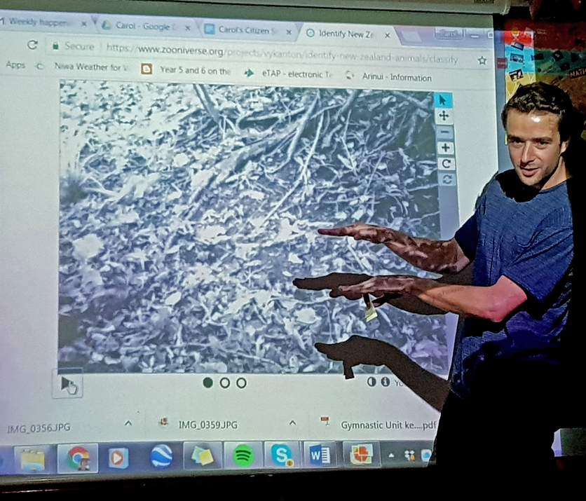 Researcher explaining how life size compares to images on screen