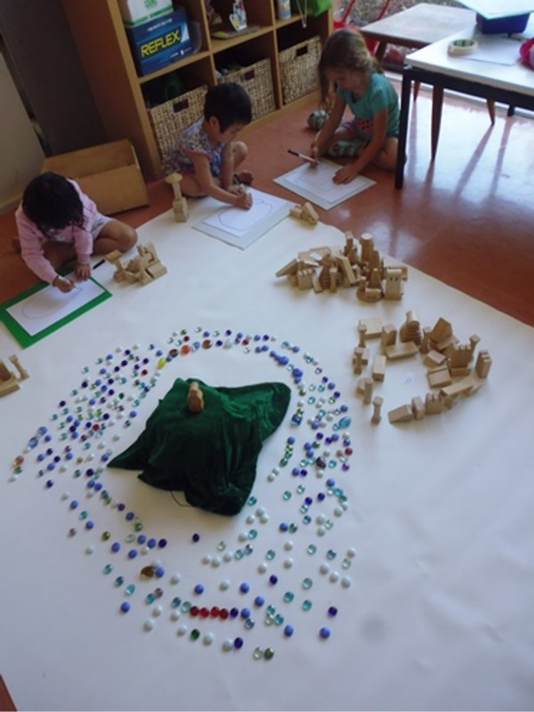 Kindergarten children's three-dimensional model of the mountain