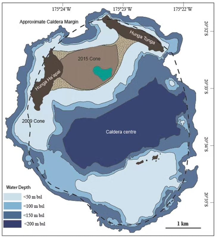 Hunga Tonga–Hunga Haʻapa volcano map.