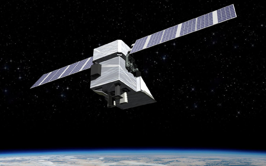 MethaneSAT satellite in space above the Earth illustration.