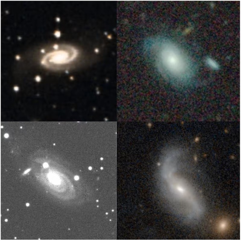 4 examples of spiral galaxies found using Aladin online. 