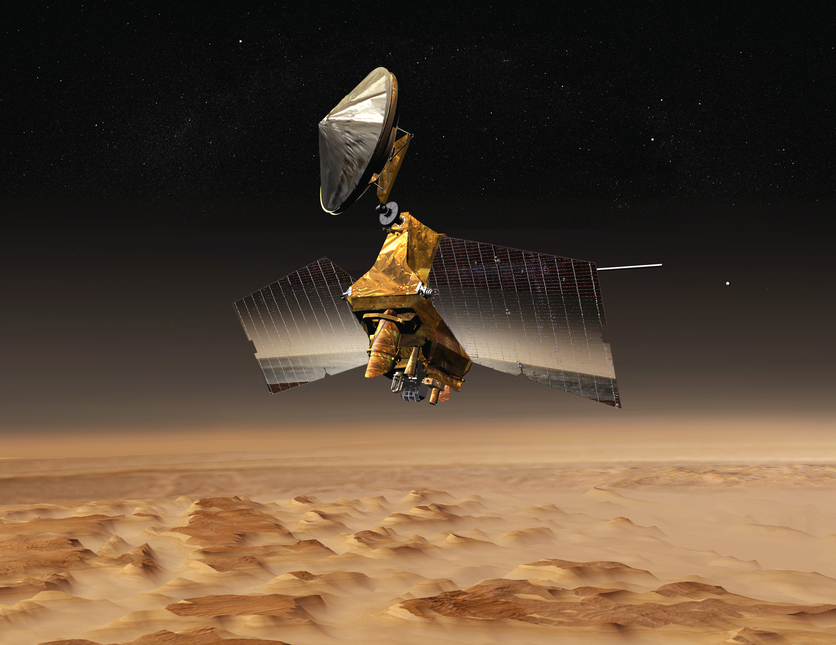 Artist’s illustration of Mars Reconnaissance Orbiter flying
