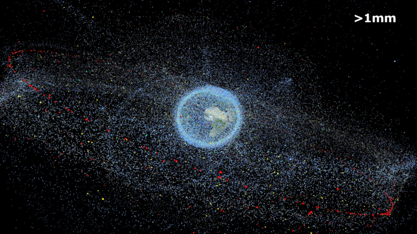The Earth orbited by space junk.
