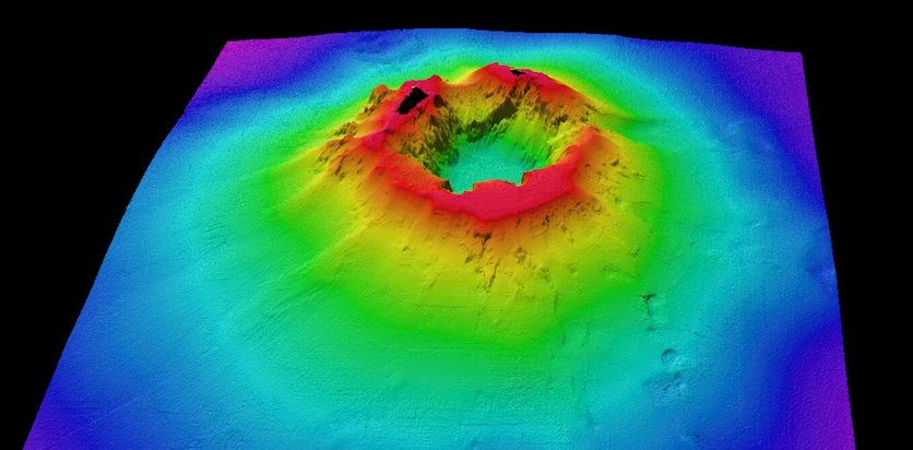 Hunga volcano image created by multi-beam sonar mapping
