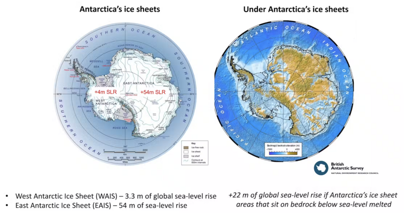 Maps of top and under Antarctica's ice sheets
