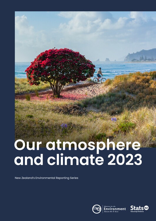 NZ Climate Report cover showing someone biking near the ocean