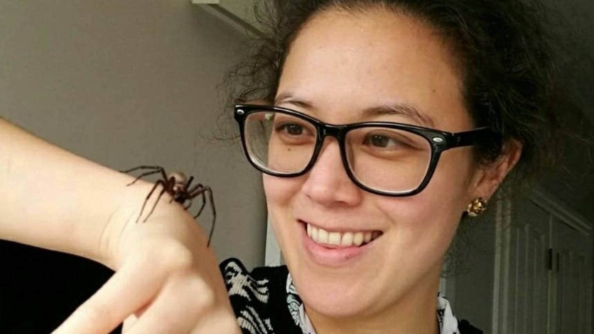 Dr Leilani Walker with spider on her hand
